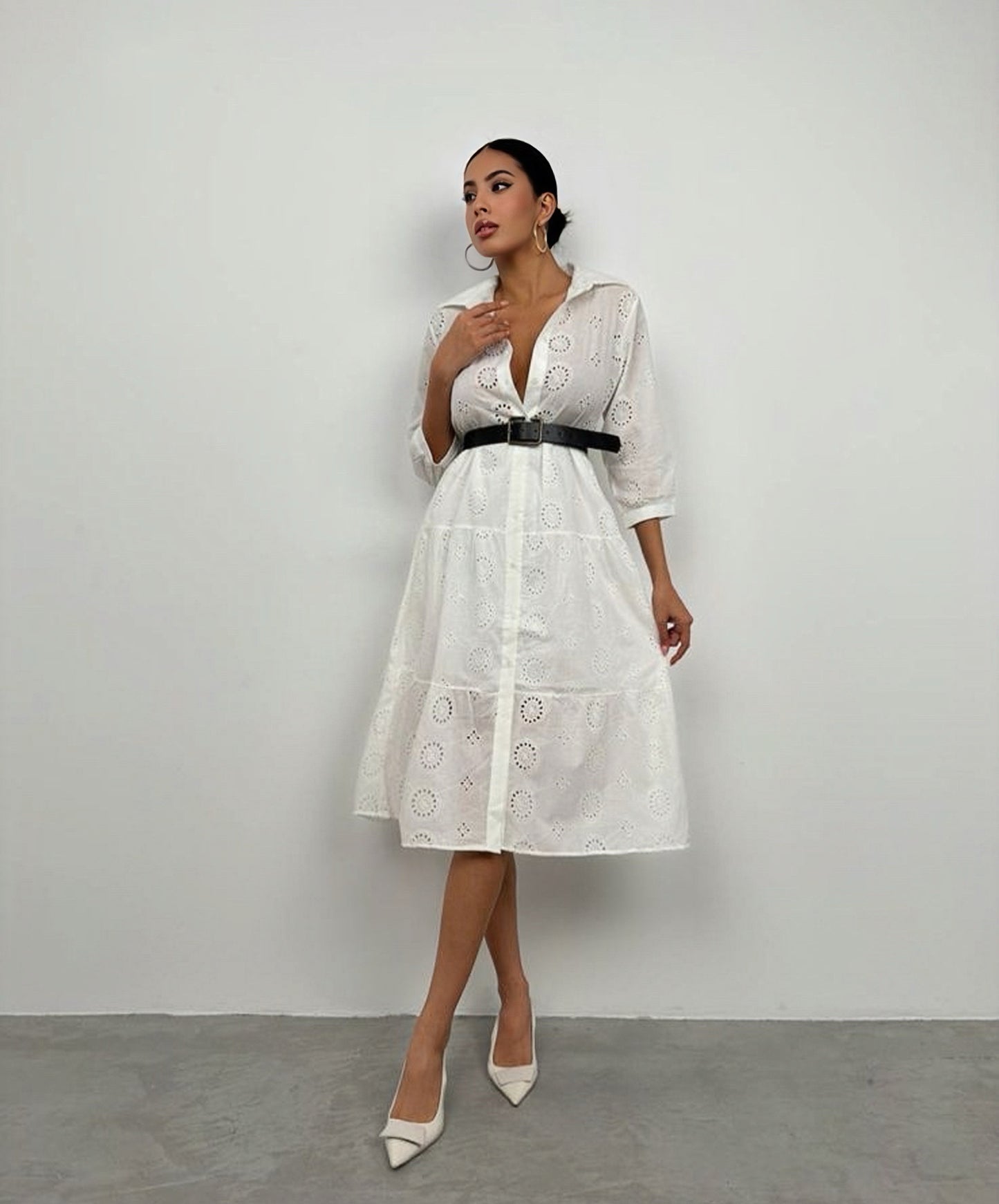 Poplin White Midd Length