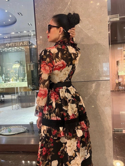 Floral Black Dress