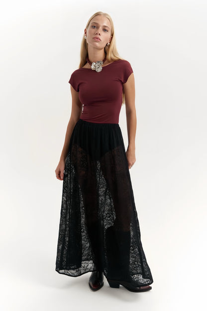 Sweet Black Rose Skirt