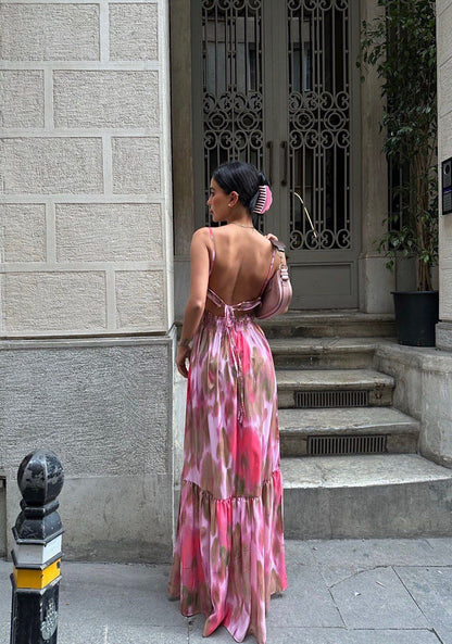 Long Pink Flowy Dress