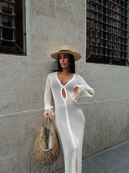 Beach cover long white dress